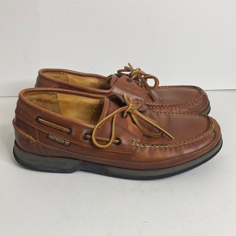 Mephisto Spinnaker Shoes Mens 10.5 Brown Leather Boat Shoe Slip On Comfy Loafer